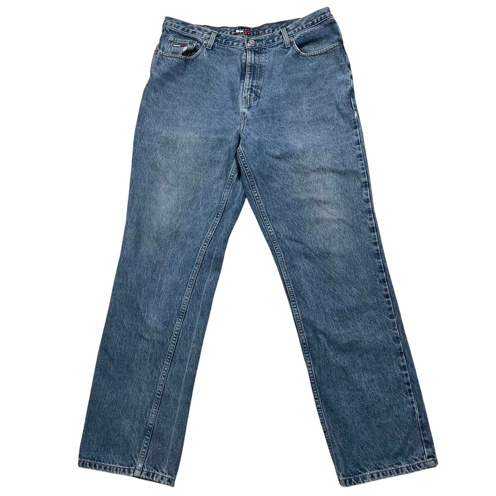 Vintage Tommy Jeans Mens Blue Wash Straight Leg Denim Jeans Y2K Size 36x32